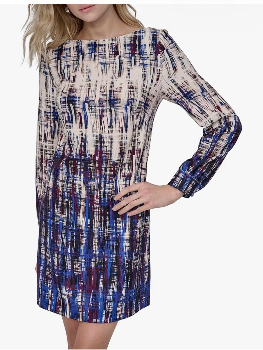 DKNY Women's Long Sleeve Jewel Neck Unlined
Mini Sheath Dress NWT size:8